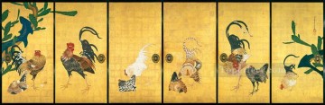 日本 Painting - サボテンと雄鶏 1789年 伊藤若冲 日本